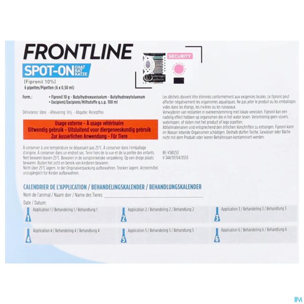Packshot Frontline Spot On Chat Pipet 6x0,50ml