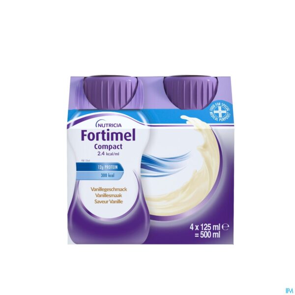 Packshot Fortimel Compact 2.4kcal Vanille 4x125ml