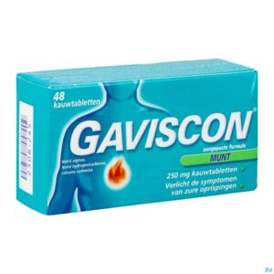 Packshot Gaviscon Munt Kauwtabl 48x250mg