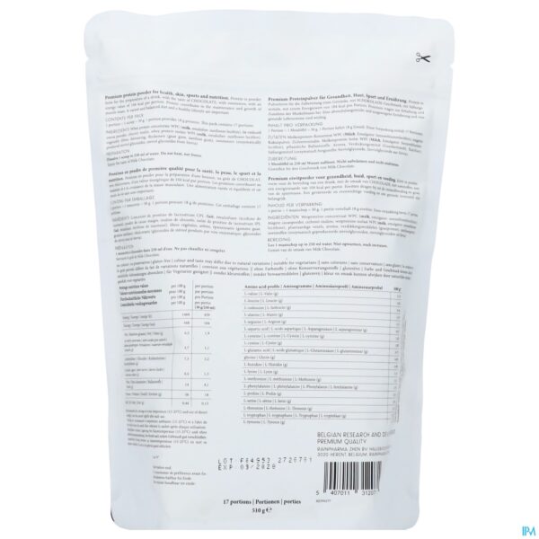 Packshot RAINPHARMA MILK CHOCOLATE 510 G