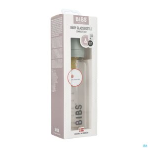 Packshot Bibs Zuigfles Glas 225ml Complete Set Sage