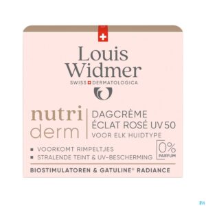 Packshot Widmer Nutriderm Dagcrème Éclat Rosé Uv 50 Zonder Parfum 50ml