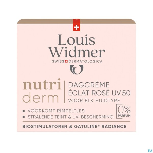 Packshot Widmer Nutriderm Dagcrème Éclat Rosé Uv 50 Zonder Parfum 50ml