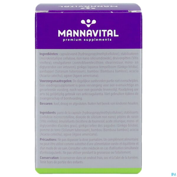 Packshot Mannavital Gingko V-caps 60