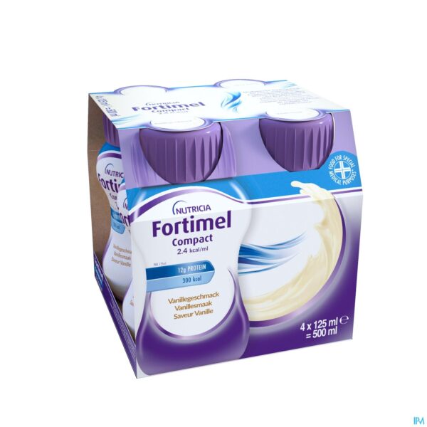 Packshot Fortimel Compact 2.4kcal Vanille 4x125ml