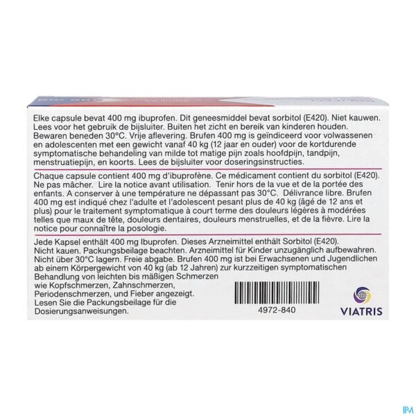 Packshot Brufen 400mg Zachte Caps 20