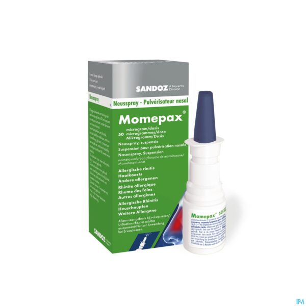 Packshot Momepax 50mcg Neusspray 1x140 Dosissen Packshot Momepax 50mcg Neusspray 1x140 Dosissen