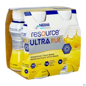 Packshot Resource Ultra Fruit Ananassmaak 4x200ml