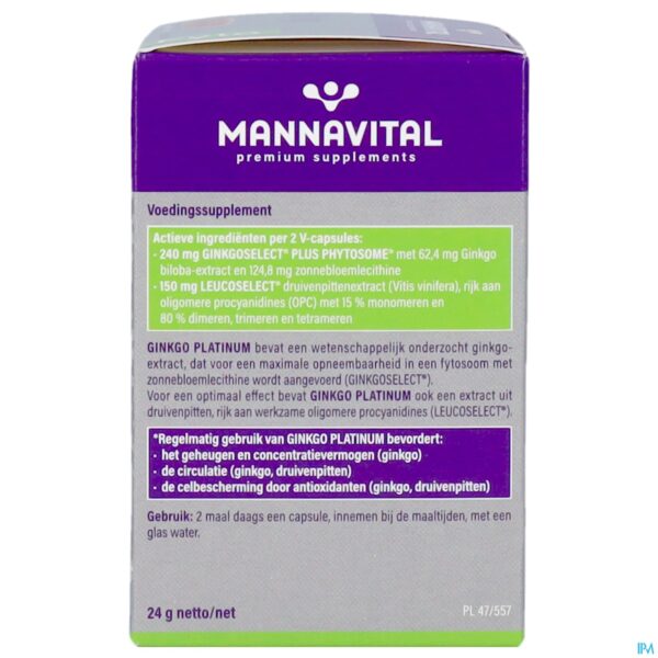 Packshot Mannavital Gingko V-caps 60