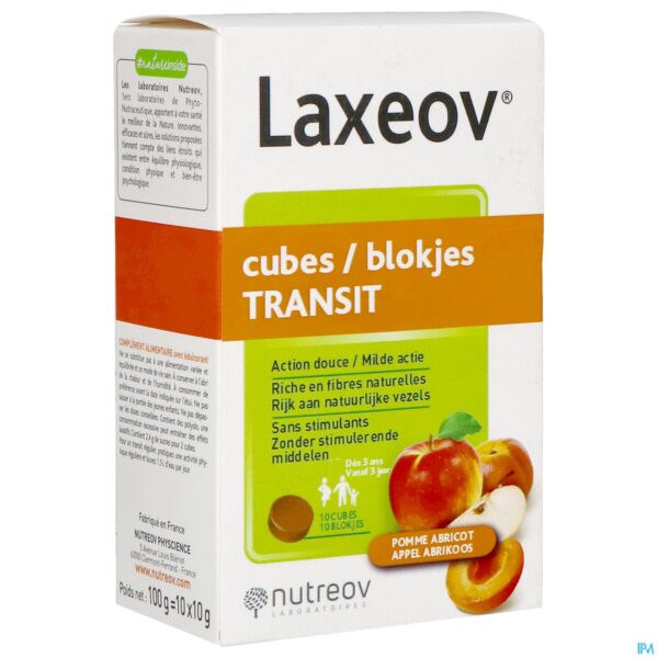 Packshot Laxeov Appel-abrikoos Blokjes 10x10g