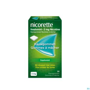 Packshot Nicorette Freshmint Kauwgom Suikervrij 30x2mg