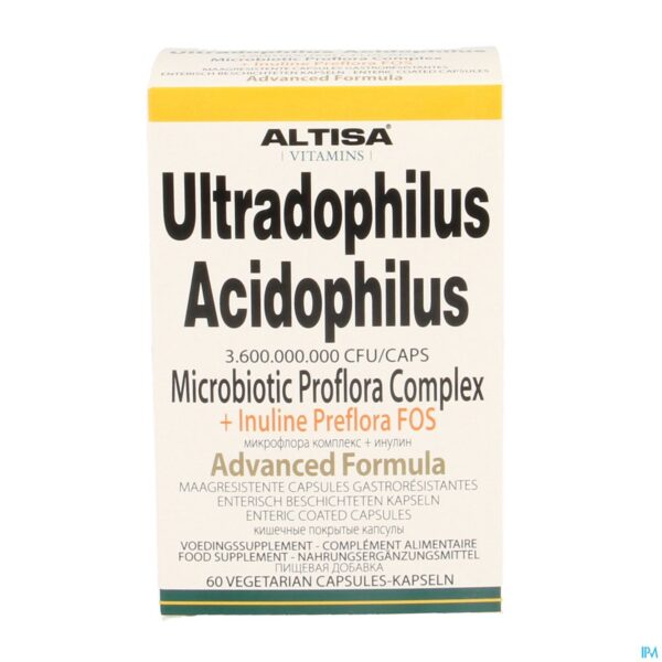 Packshot Altisa Ultradophil.acidoph.+inuline Adv. V-caps 60