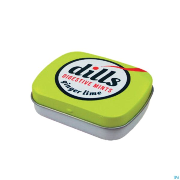 Packshot Dills Ginger & Lime Mints Z/suiker 15g