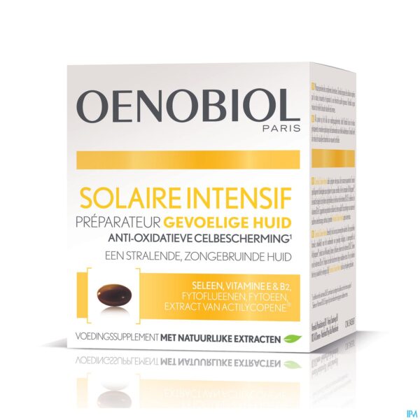 Packshot OENOBIOL SOLAIRE INTENSIF GEVOELIGE HUID  30 CAP