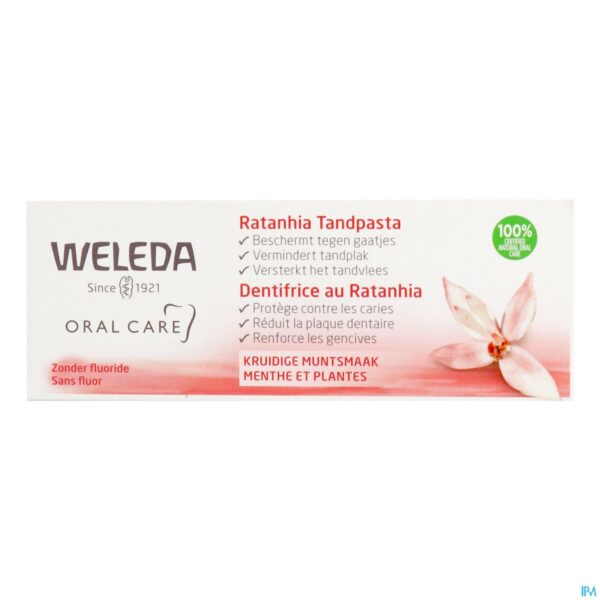 Packshot Weleda Tandpasta Ratanhia Roos 75ml