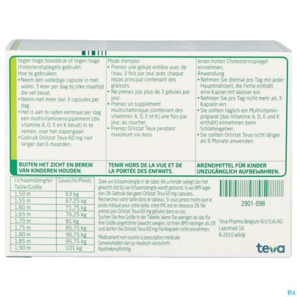 Packshot Orlistat Teva Harde Caps 120 X 60mg