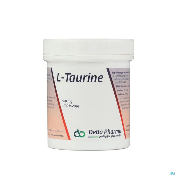Packshot l-taurine Caps 100x500mg Deba
