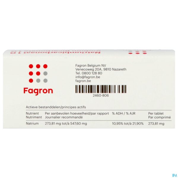 Packshot Natriumbicarbonaat 1g Ud Tabl 50 Fag