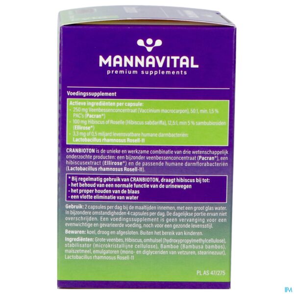 Packshot Mannavital Cranbioton V-caps 60