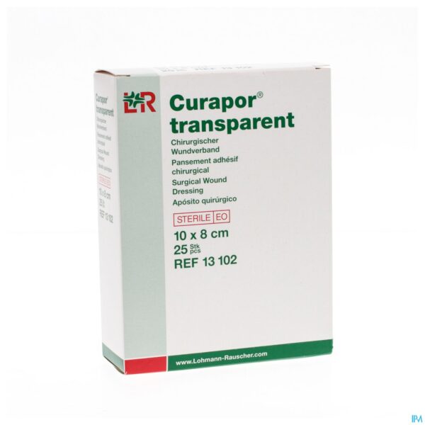 Packshot Curapor Transparant Steriel 10cmx 8cm 25 13102