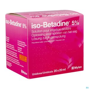 Packshot Iso Betadine Sol Oculaire-spoelen Oog 20udx20ml 5%