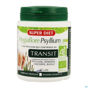 Packshot Superdiet Hygiaflore Psyllium Caps 100