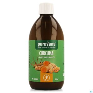 Packshot Purasana Vegan Curcuma Forte Soepele Gewr. 500ml