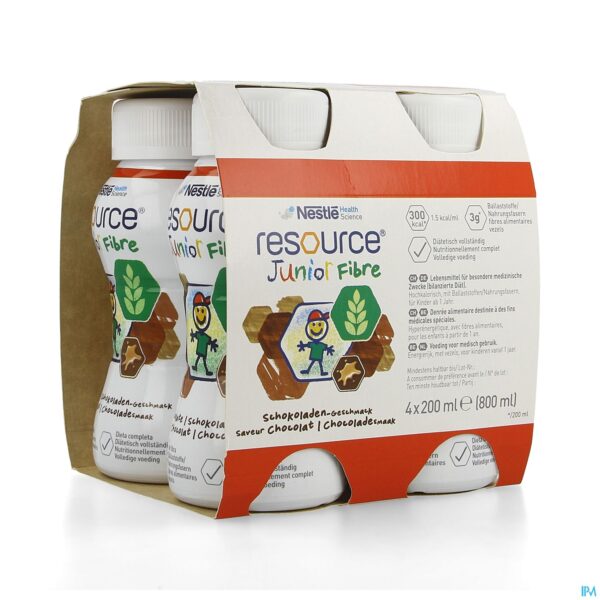 Packshot Resource Junior Fibre Chocolade 4x200ml Packshot Resource Junior Fibre Chocolade 4x200ml