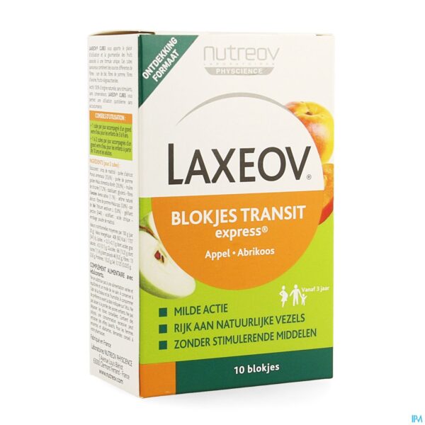 Packshot Laxeov Appel-abrikoos Blokjes 10x10g