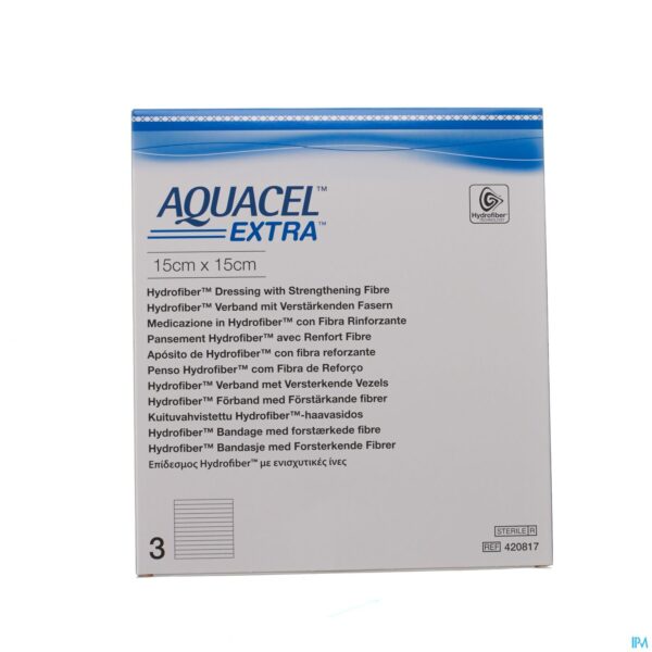 Packshot Aquacel Extra Verb Hydrofiber+versterk. 15x15cm 3
