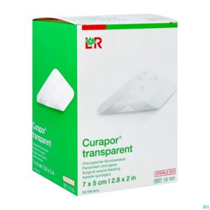 Packshot Curapor Transparant Steriel 7cmx 5cm 50 13101