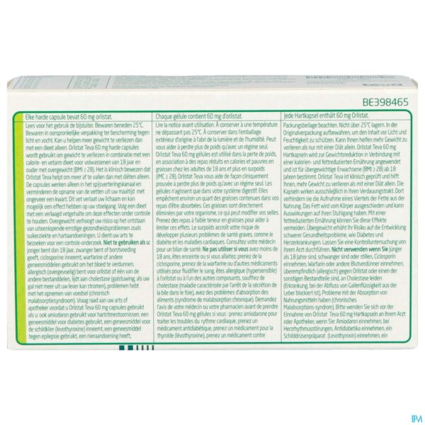 Packshot Orlistat Teva Harde Caps 60 X 60mg
