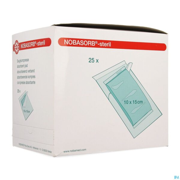 Packshot Noba Absorbent Pad Steriel 10cmx15cm 25 9350963
