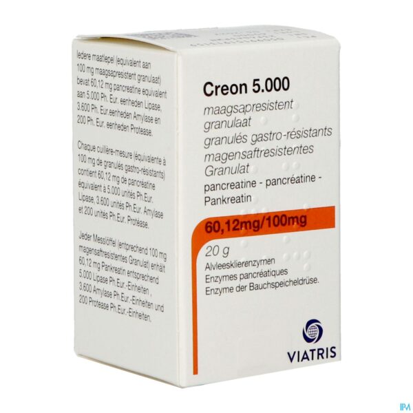 Packshot Creon 5000 Maagsapresist Granulaat Fl 20g Packshot Creon 5000 Maagsapresist Granulaat Fl 20g