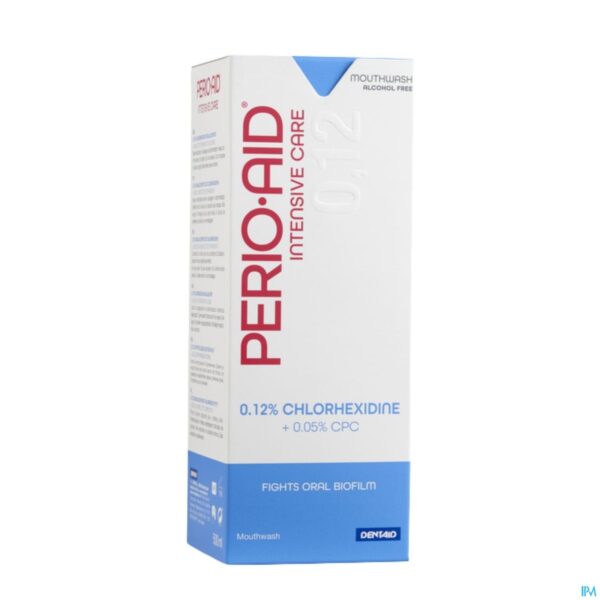 Packshot Perio.aid Intensive Care Mondspoelmiddel met 0,12% CHX en 0,05% CPC 500ml