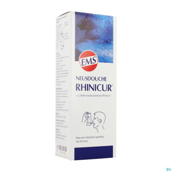 Packshot Rhinicur Douche Nasale + 4 Zakjes Spoelzout Packshot Rhinicur Douche Nasale + 4 Zakjes Spoelzout