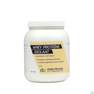 Packshot Whey Proteine Isolaat Vanille Caps 900g Deba