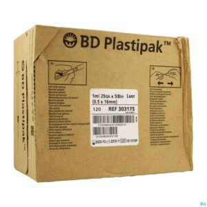 Packshot Bd Plastipak Spuit+nld Tuberculine 1ml+25g 5/8 120