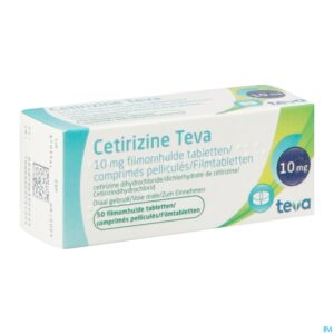 Packshot Cetirizine Teva 10mg Filmomh Tabl 50