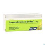 Packshot Levocetirizine Sandoz 5mg Comp Enrob. 40 X 5mg Packshot Levocetirizine Sandoz 5mg Comp Enrob. 40 X 5mg