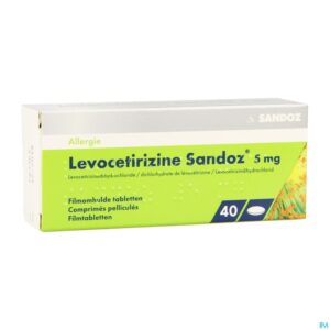 Packshot Levocetirizine Sandoz 5mg Comp Enrob. 40 X 5mg