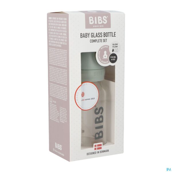 Packshot Bibs Zuigfles Glas 110ml Complete Set Sage