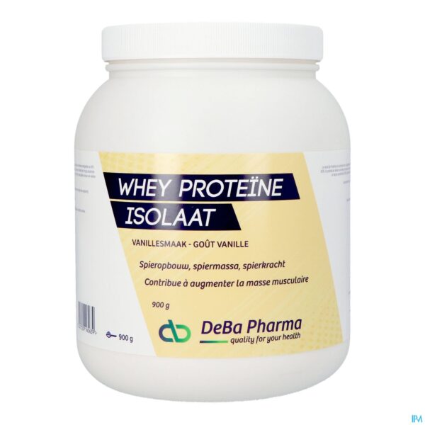 Packshot Whey Proteine Isolaat Vanille Caps 900g Deba