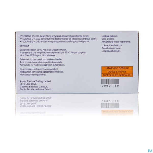 Packshot Xylocaine Gel Ser/spuit 10x10g 2%