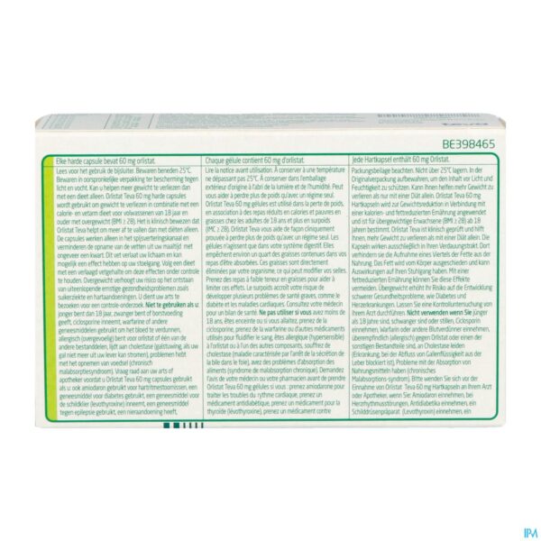 Packshot Orlistat Teva Harde Caps 60 X 60mg