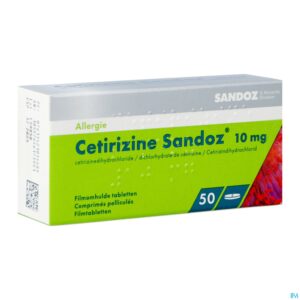 Packshot Cetirizine Sandoz Tabl 50 X 10mg