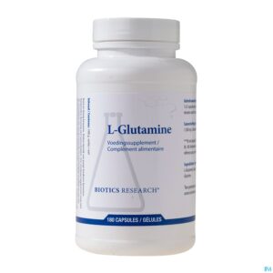 Packshot l-glutamine 500mg Biotics Caps 180
