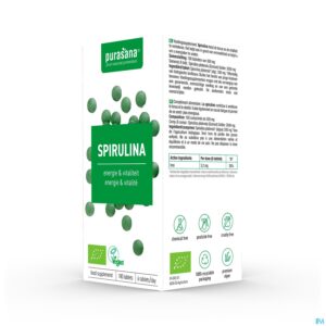 Packshot Purasana Vegan Spirulina Bio Tabl 180