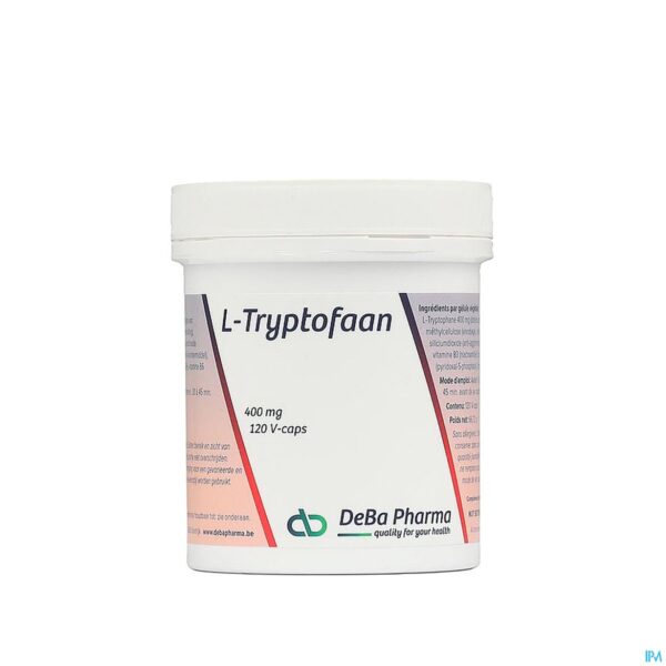 Packshot l-tryptophane 400mg V-caps 120 Deba