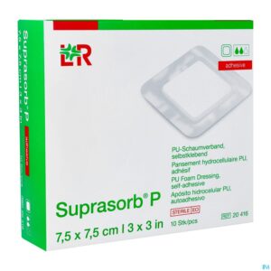 Packshot Suprasorb P Schuimverb Pu Wcl 7,5x 7,5cm 10 20416